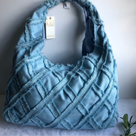 Urban Expressions Barbuda Cotton Hobo Shoulder Bag, Sky Blue, NWT - Picture 3 of 10